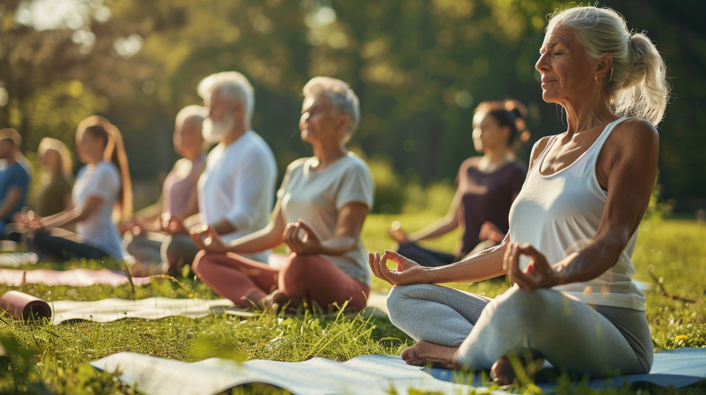 Žena praktikující jógu v přírodě